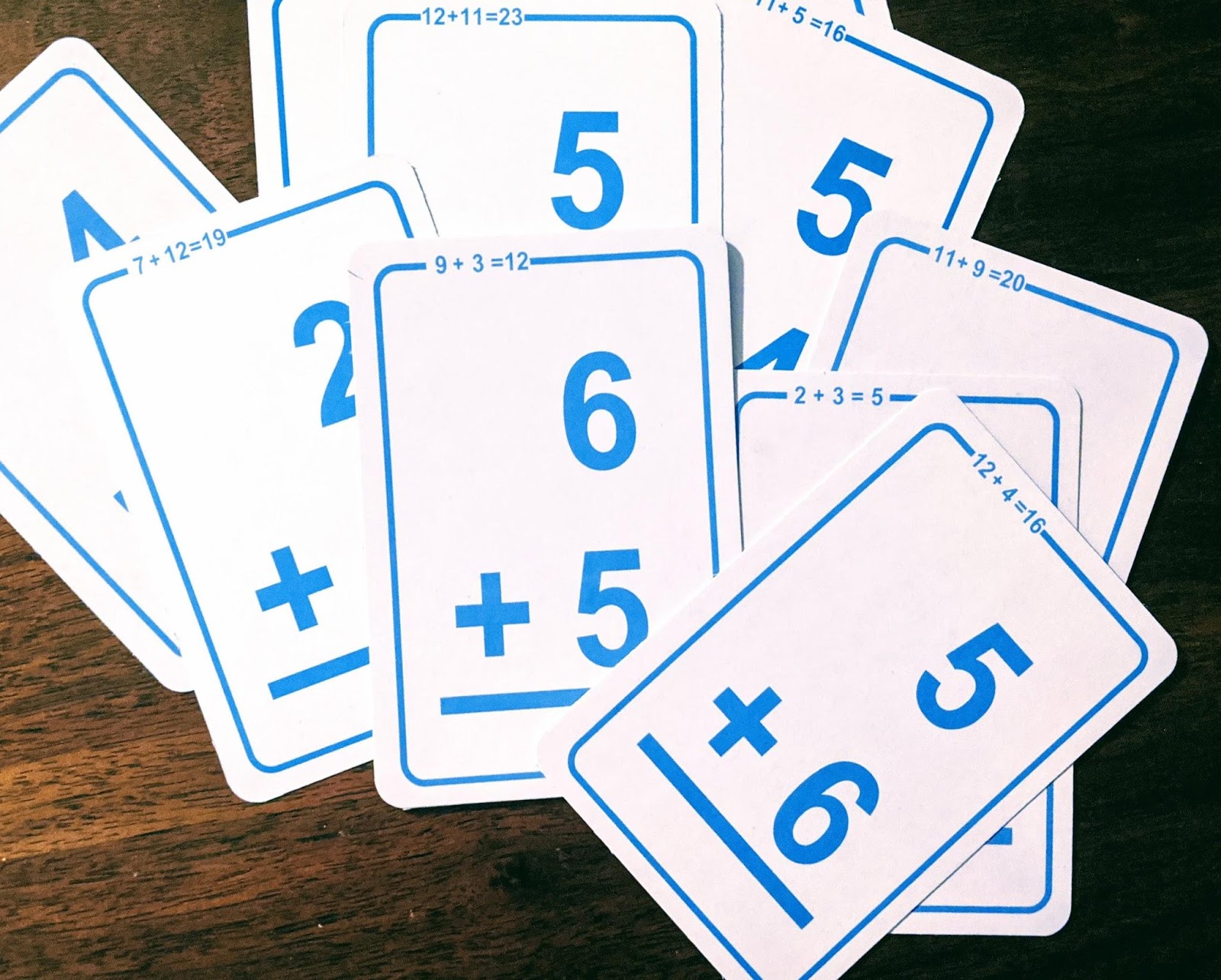 Addition cards spread out